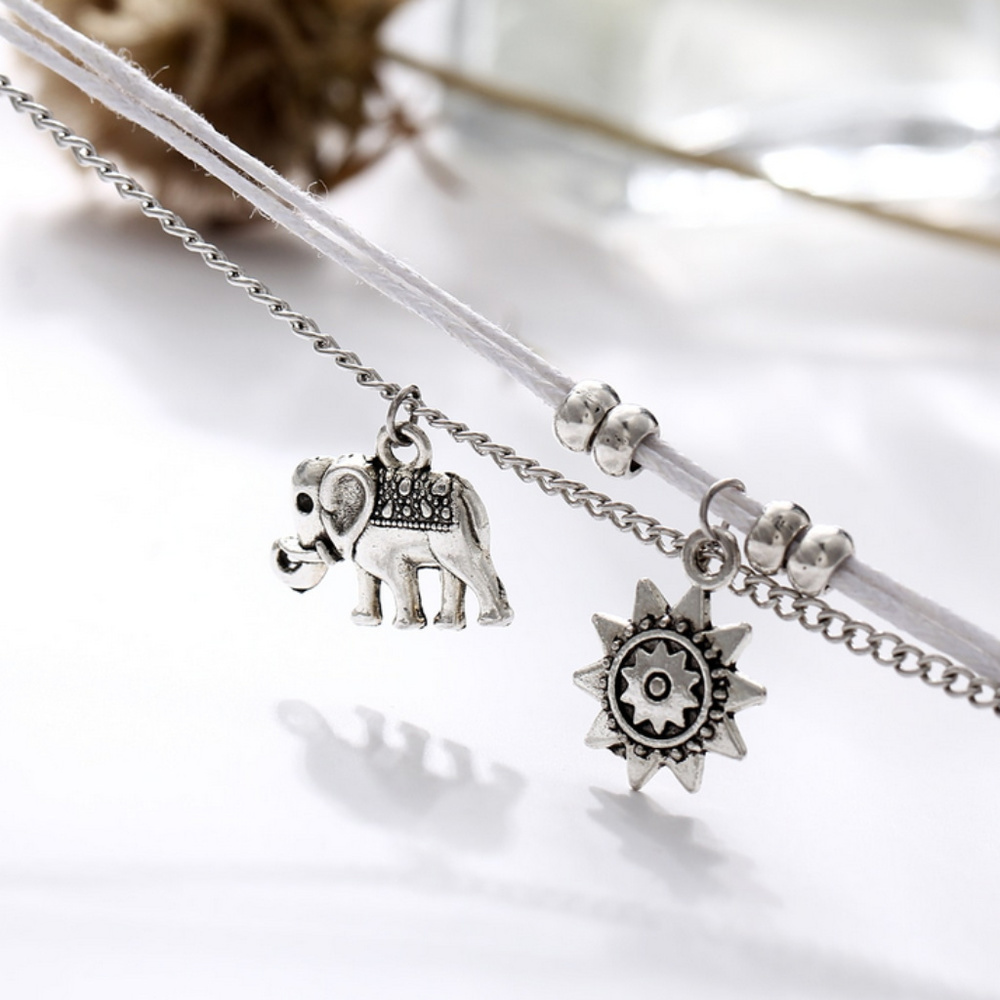 🍒 BABY Elephant 🐘 Silver Layered Anklet - Picture 3 of 5